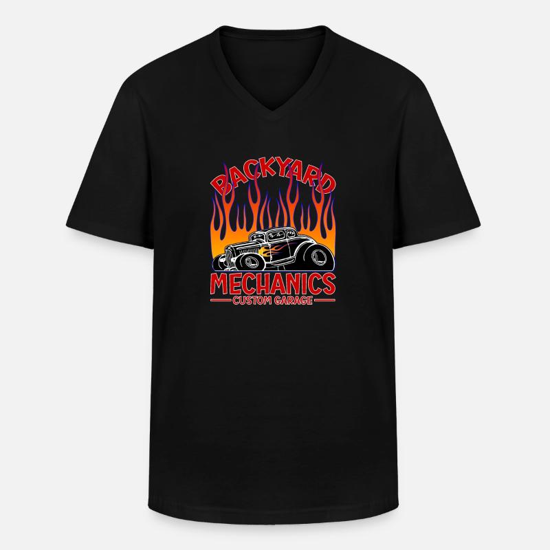 Backyard Mechanics - Männer-T-Shirt mit V-Ausschnitt - Schwarz