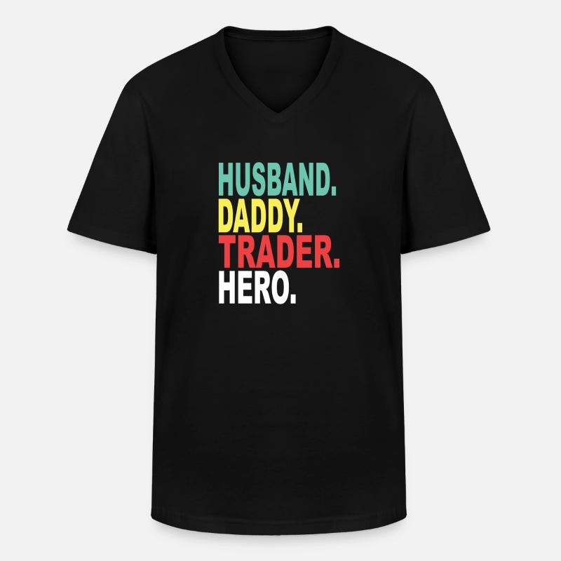 Ehemann Papa Trader Held - Männer-T-Shirt mit V-Ausschnitt - Schwarz