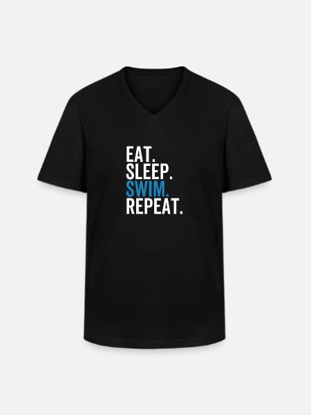 Eat Sleep Swim Repeat - Men's V-Neck T-Shirt - black