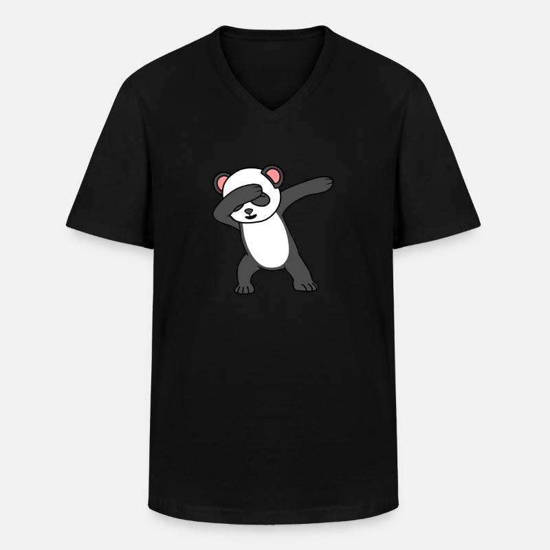 Panda - Männer-T-Shirt mit V-Ausschnitt - Schwarz