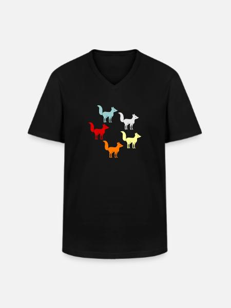 Fox - Men's V-Neck T-Shirt - black