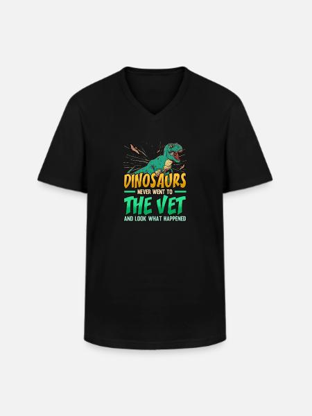 Sjove dinosaurer gik aldrig til dyrlægen Dyrlæge - Klassisk herre T-shirt med V-udskæring - sort