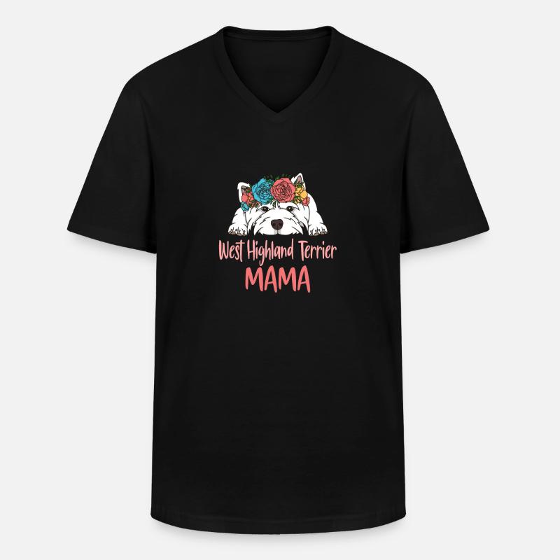 WEST HIGHLAND TERRIER MAMA - Männer-T-Shirt mit V-Ausschnitt - Schwarz