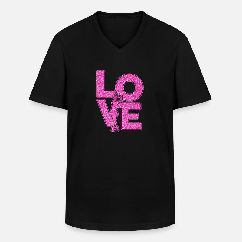 Eiskunstlauf - Männer-T-Shirt mit V-Ausschnitt - Schwarz