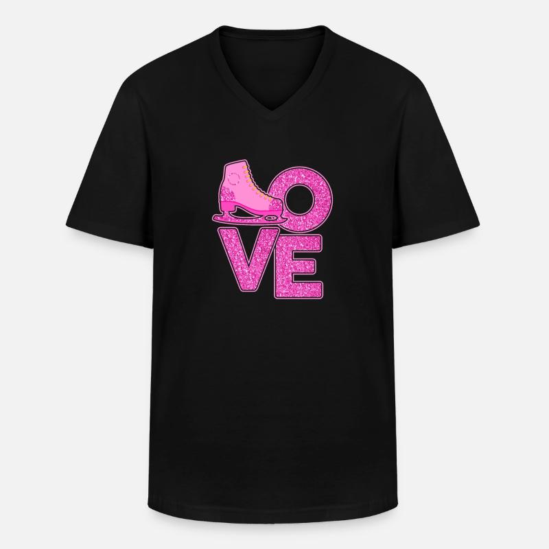 Eiskunstlauf - Männer-T-Shirt mit V-Ausschnitt - Schwarz