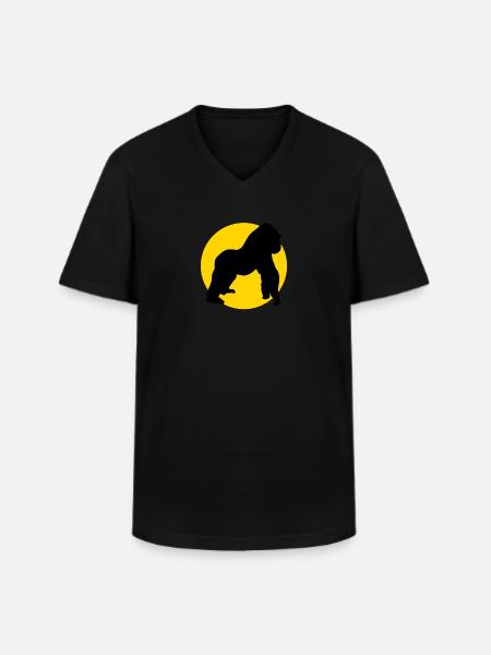 gorilla and moon - Men's V-Neck T-Shirt - black