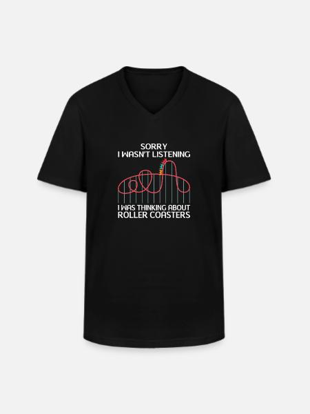Achterbahn Freizeitpark Rollercoaster Fahrgeschäft - Männer-T-Shirt mit V-Ausschnitt - Schwarz