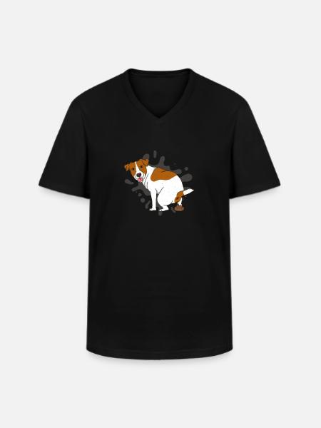 JACK RUSSELL TERRIER poops poop pile - Men's V-Neck T-Shirt - black