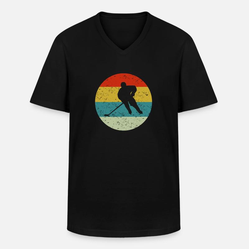 Hockey - Männer-T-Shirt mit V-Ausschnitt - Schwarz