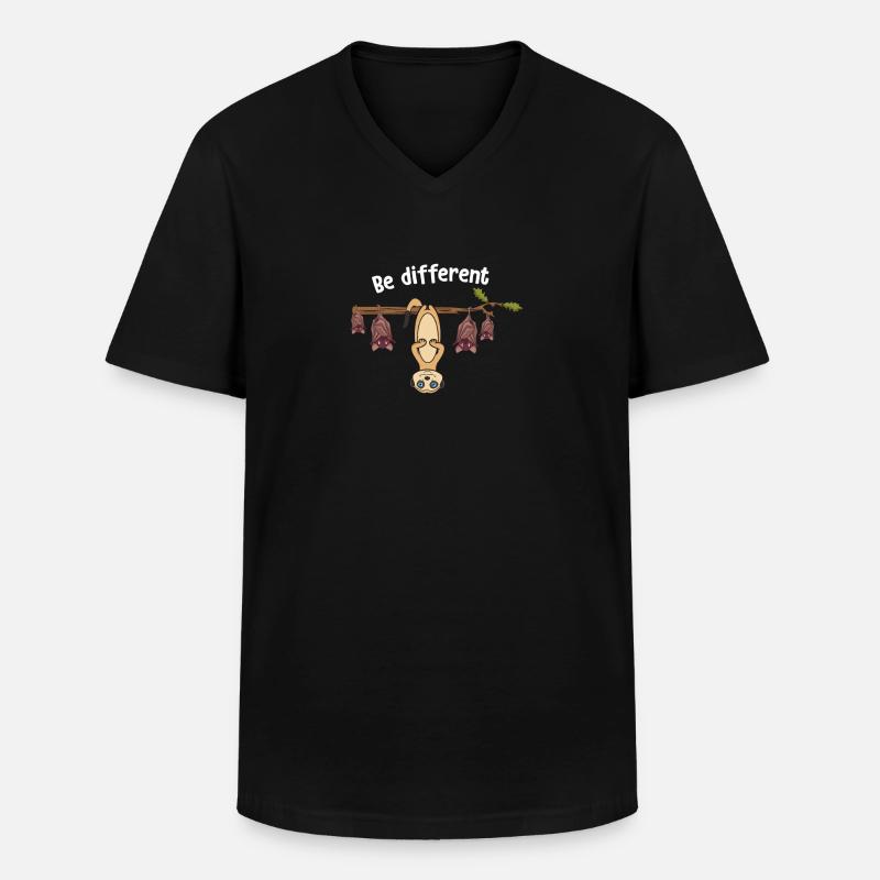 Be Different Erdmännchen Fledermaus - Männer-T-Shirt mit V-Ausschnitt - Schwarz