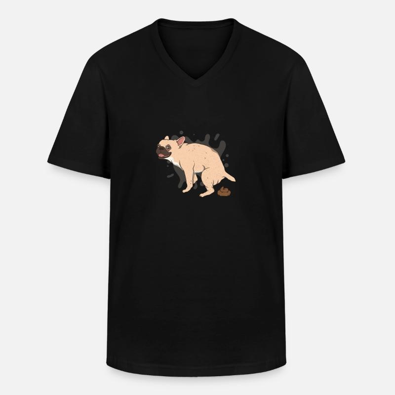 FRENCHIE kackt Kackhaufen - Männer-T-Shirt mit V-Ausschnitt - Schwarz