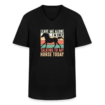 Leave Me Alone I'm Only Talking To My Horse Today - Männer-T-Shirt mit V-Ausschnitt - Schwarz - Vorne - AI Model Male 178 dark (178cm)