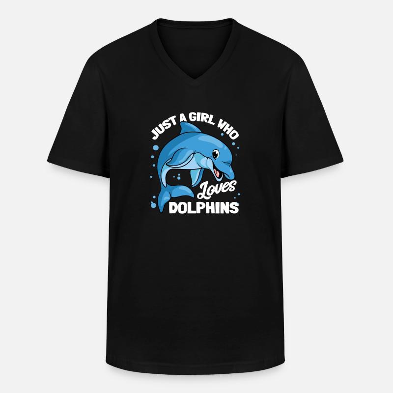 Delphine Delphin Delfin - Männer-T-Shirt mit V-Ausschnitt - Schwarz