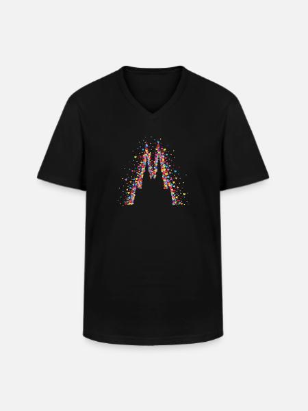Kölner Dom Köln Karneval Konfetti Herzen - Männer-T-Shirt mit V-Ausschnitt - Schwarz