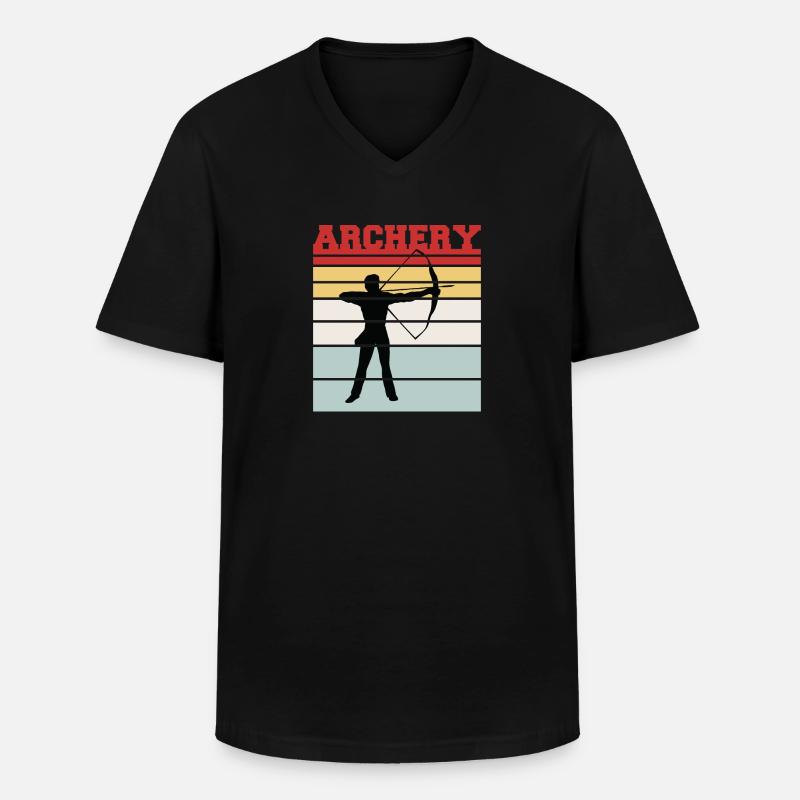 Retro Archery Team Tee - Männer-T-Shirt mit V-Ausschnitt - Schwarz