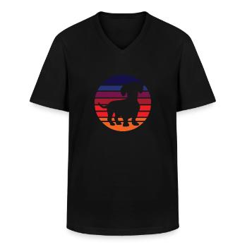 Wiener Dog Dachshund - Men's V-Neck T-Shirt - black - Front - AI Model Male 178 dark (178cm)