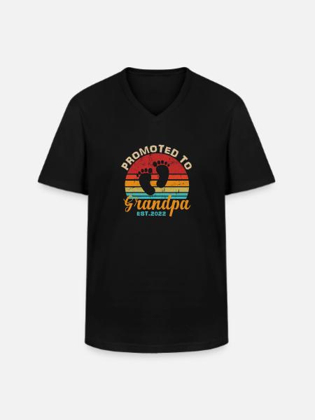 Promoted to grandfather in 2022 - Men's V-Neck T-Shirt - black