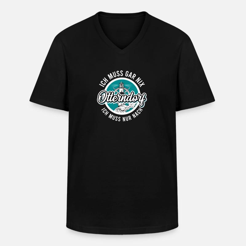 Otterndorf - Männer-T-Shirt mit V-Ausschnitt - Schwarz