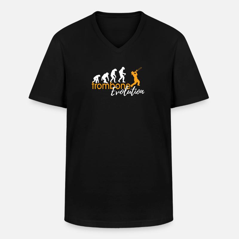 TROMBONE EVOLUTION - Männer-T-Shirt mit V-Ausschnitt - Schwarz