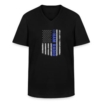 Ham Radio - Men's V-Neck T-Shirt - black - Front - AI Model Male 178 dark (178cm)