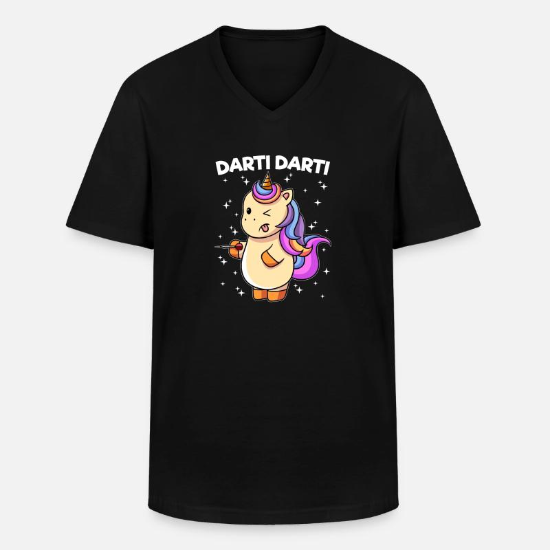 Darti Darti Einhorn - Männer-T-Shirt mit V-Ausschnitt - Schwarz