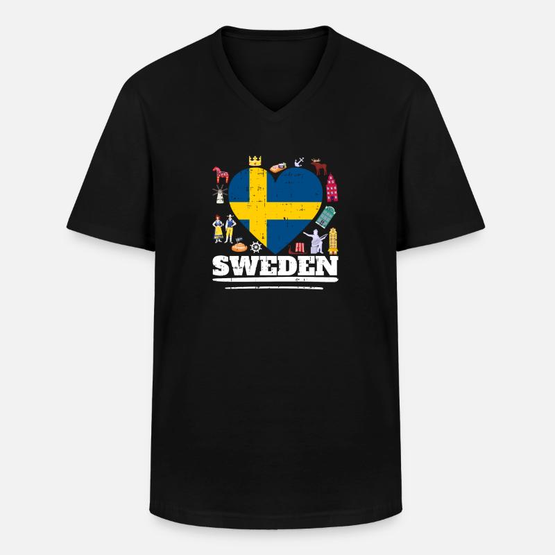 Schweden - Männer-T-Shirt mit V-Ausschnitt - Schwarz