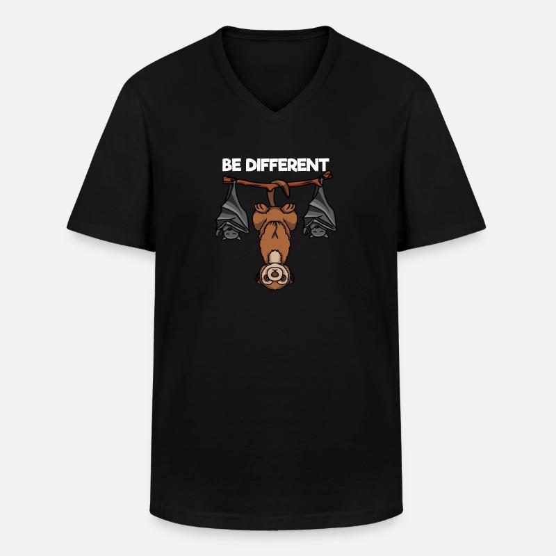 Be Different Erdmännchen und Fledermäuse - Männer-T-Shirt mit V-Ausschnitt - Schwarz