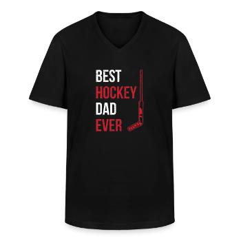 Best Hockey Dad ever Quote for your Hockey Dad - Männer-T-Shirt mit V-Ausschnitt - Schwarz - Vorne - AI Model Male 178 dark (178cm)
