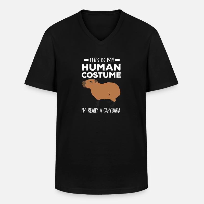 Capybara - Männer-T-Shirt mit V-Ausschnitt - Schwarz
