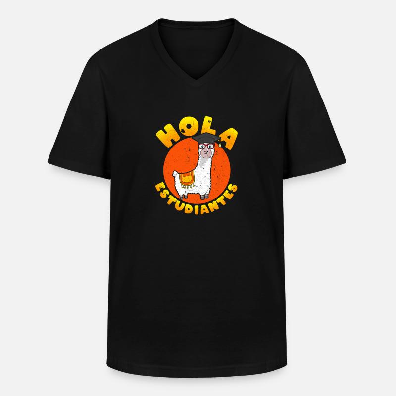Hola Estudiantes Lustige Spanischlehrerin - Männer-T-Shirt mit V-Ausschnitt - Schwarz