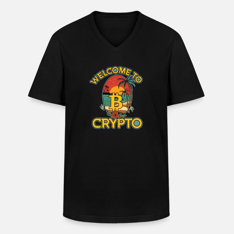 Willkommen bei Krypto, Bitcoin Sommer - Männer-T-Shirt mit V-Ausschnitt - Schwarz