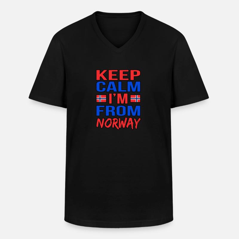 Norwegen - Männer-T-Shirt mit V-Ausschnitt - Schwarz