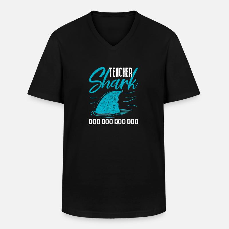 Shark - Männer-T-Shirt mit V-Ausschnitt - Schwarz