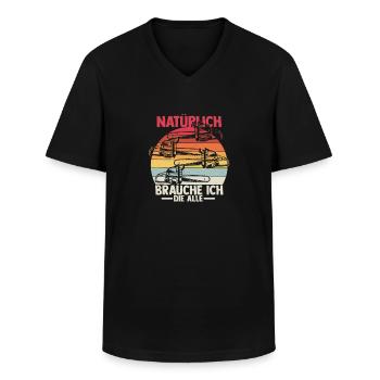 Natürlich brauche ich die alle Kettensäge Motorsäg - Männer-T-Shirt mit V-Ausschnitt - Schwarz - Vorne - AI Model Male 178 dark (178cm)