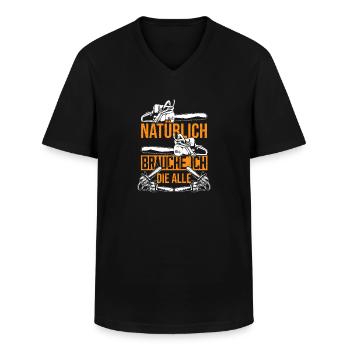 Natürlich brauche ich die alle Kettensäge Motorsäg - Männer-T-Shirt mit V-Ausschnitt - Schwarz - Vorne - AI Model Male 178 dark (178cm)
