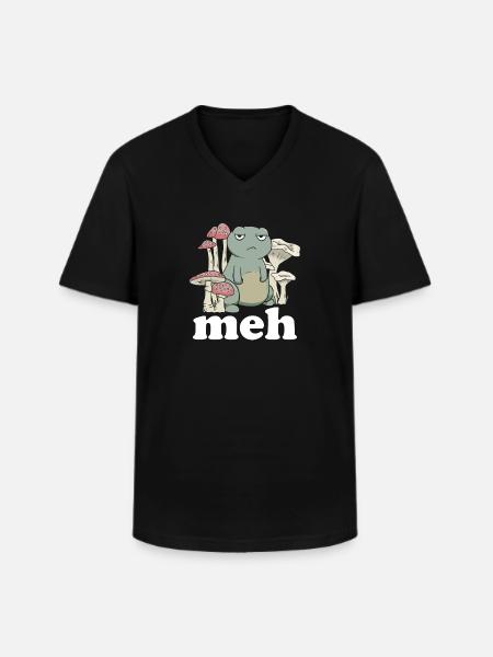 Funny Frog Meh Gift - Men's V-Neck T-Shirt - black