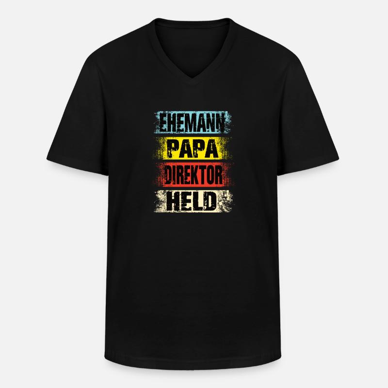 Ehemann Papa Direktor Held - Männer-T-Shirt mit V-Ausschnitt - Schwarz