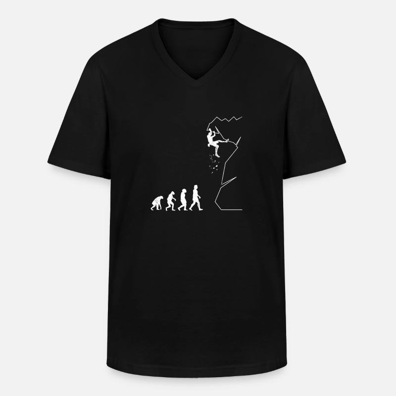 Klettern Bouldern Evolution Bergsteigen Kletterer - Männer-T-Shirt mit V-Ausschnitt - Schwarz