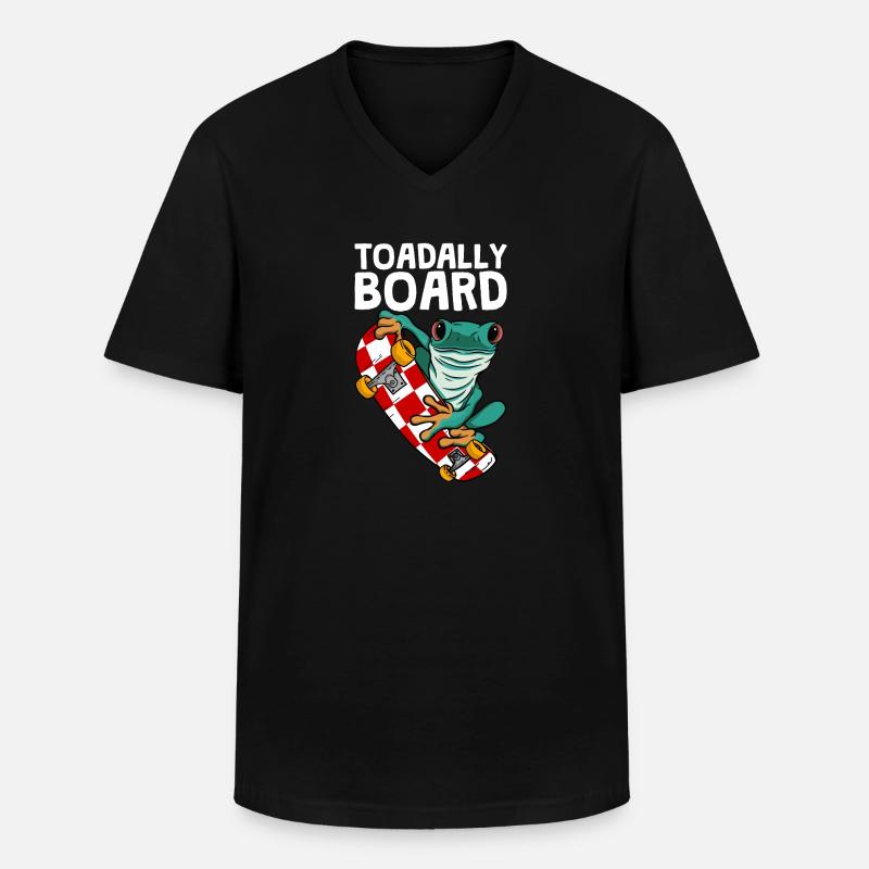 Frosch Skateboarding Skateboard Toadally Board - Männer-T-Shirt mit V-Ausschnitt - Schwarz