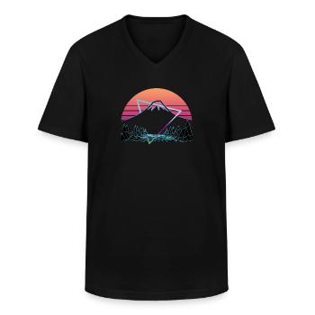 Berg Fuji Fujiyama Fuji San Vaporwave Ästhetik - Männer-T-Shirt mit V-Ausschnitt - Schwarz - Vorne - AI Model Male 178 dark (178cm)