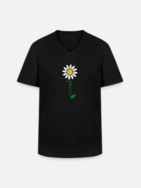 Weltfriedensfreiheits blumen geschenk - Männer-T-Shirt mit V-Ausschnitt - Schwarz