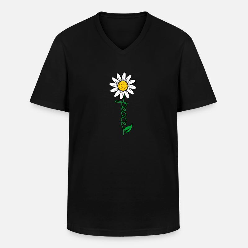 Weltfriedensfreiheits blumen geschenk - Männer-T-Shirt mit V-Ausschnitt - Schwarz