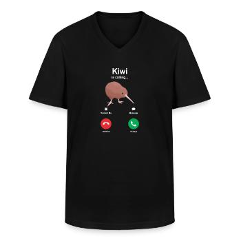 Kiwi vogel calling geschenk - Männer-T-Shirt mit V-Ausschnitt - Schwarz - Vorne - AI Model Male 178 dark (178cm)