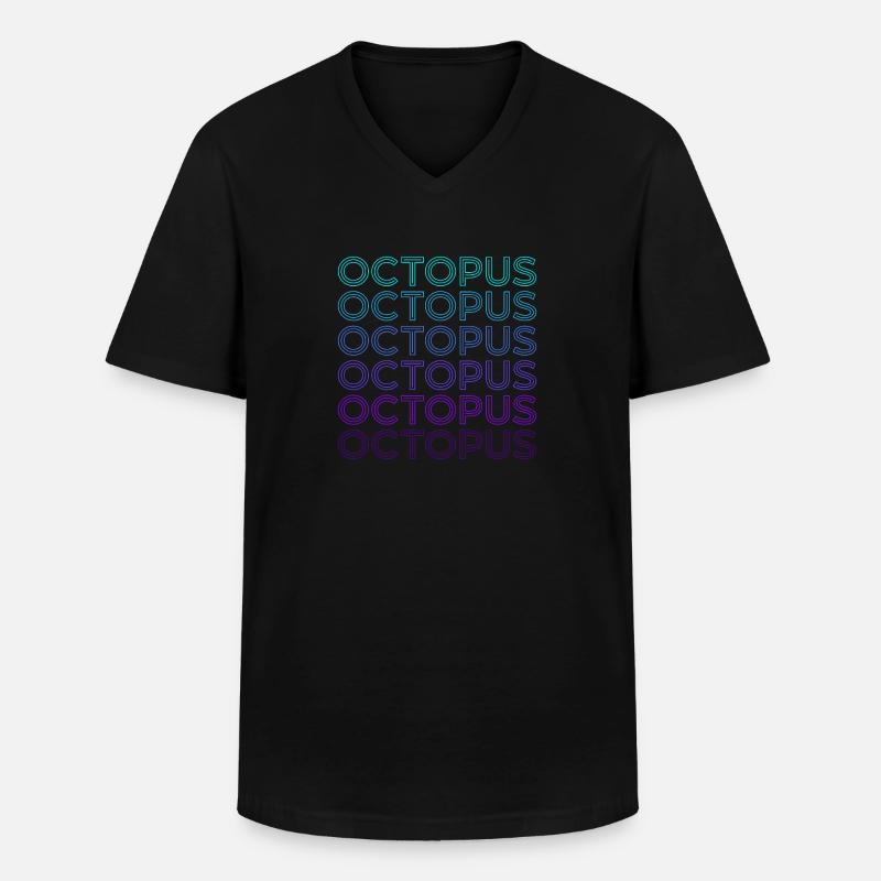 Oktopus Krake Retro - Männer-T-Shirt mit V-Ausschnitt - Schwarz