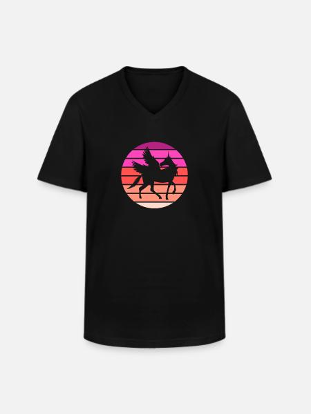 Pegasus - Männer-T-Shirt mit V-Ausschnitt - Schwarz
