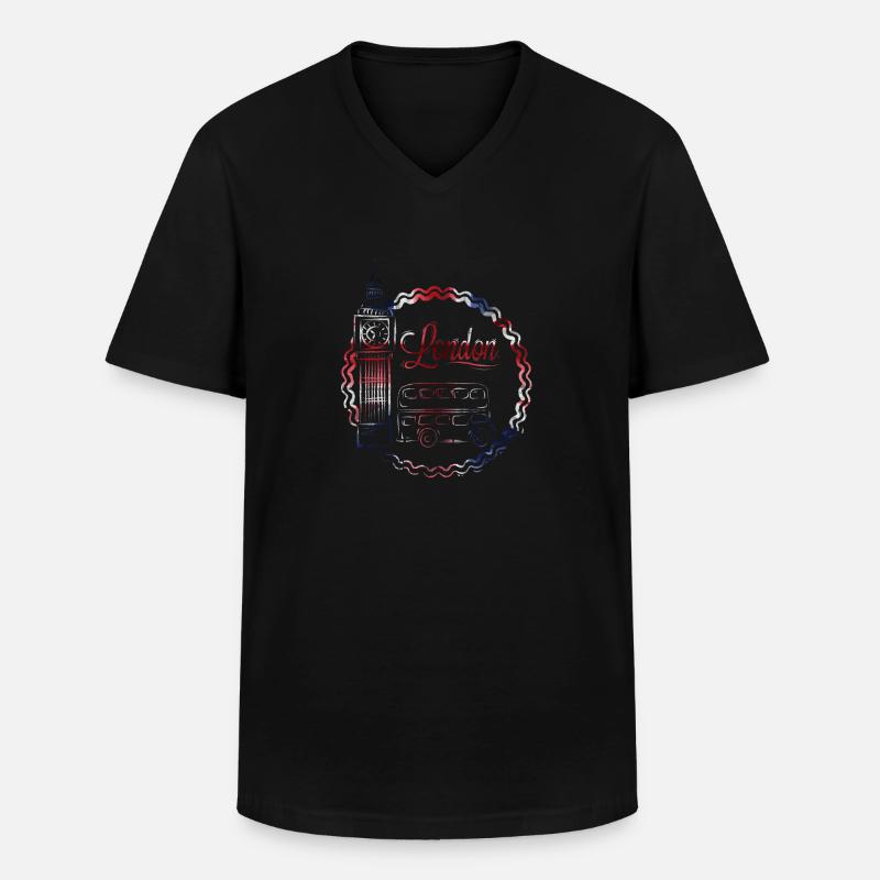 London - Männer-T-Shirt mit V-Ausschnitt - Schwarz