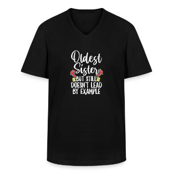 Geschwisterdesign für die älteste Schwester - Männer-T-Shirt mit V-Ausschnitt - Schwarz - Vorne - AI Model Male 178 dark (178cm)