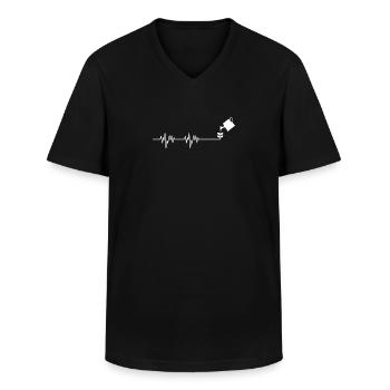 Herzschlag Herzlinie Herzfrequenz Gießkanne - Männer-T-Shirt mit V-Ausschnitt - Schwarz - Vorne - AI Model Male 178 dark (178cm)
