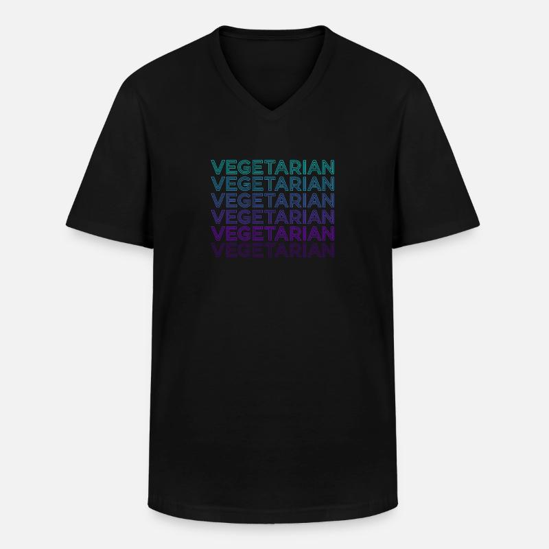 Vegetarisch Retro - Männer-T-Shirt mit V-Ausschnitt - Schwarz
