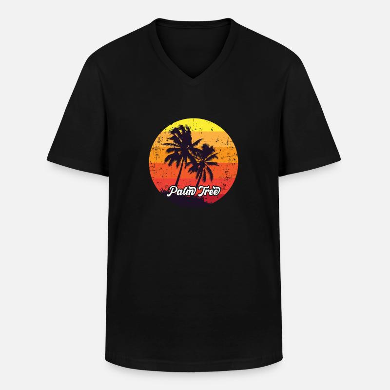 Palmen - Männer-T-Shirt mit V-Ausschnitt - Schwarz